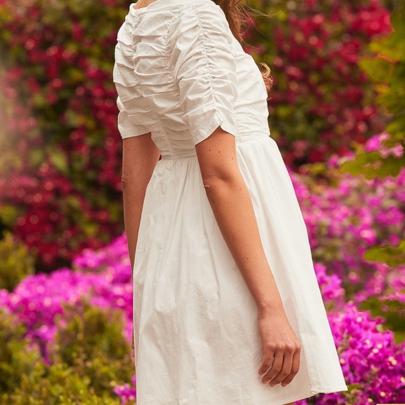 Lulus Ready for My Love White Ruched Short Sleeve Mini Dress - Picture 3 of 4